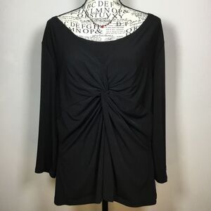 Black shiny classy classic twist front top 3/4 sleeve night out datenight size L